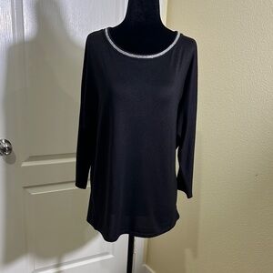 89th + Madison black top with open back with criss cross rhinestone straps. M